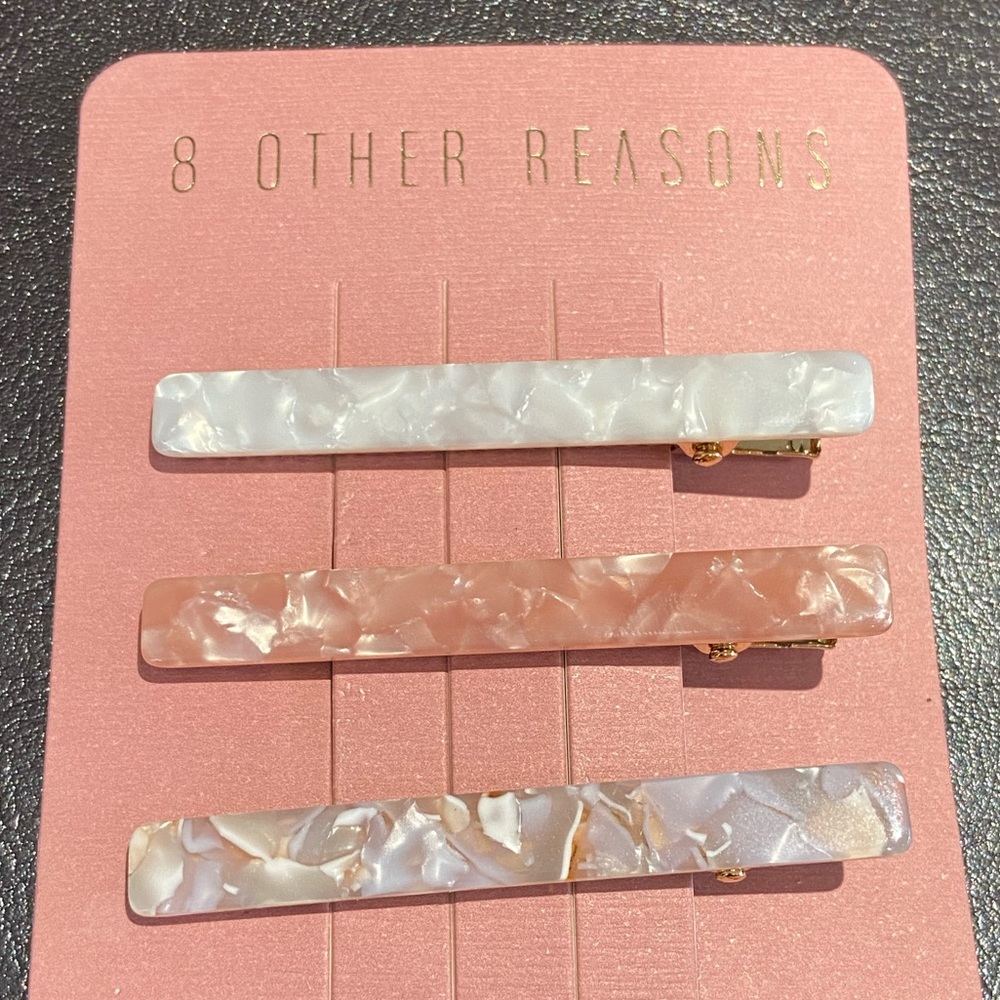 3 Marble Accent Hair Clips